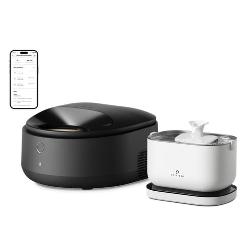 PETLIBRO Battery-Operated Pet Water Fountain and PETLIBRO Automatic Cat Feeder Wet Food Dispenser Refrigerated APP Wifi Control,Cat Water Fountain