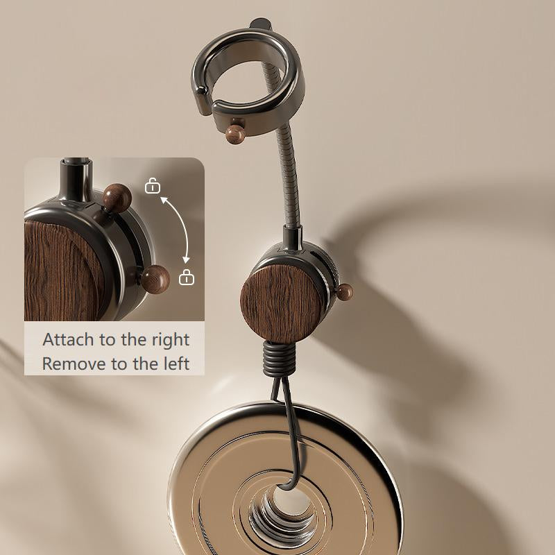 Hair Dryer Stand Hands Free Wall, Hands-Free Hair Dryer Holder Wall Mounted with 360 Adjustable Hose, No-Drill, for Light Weight (Less than 1Lb), for Vanity, Wigs, Pet Grooming (Black&White)